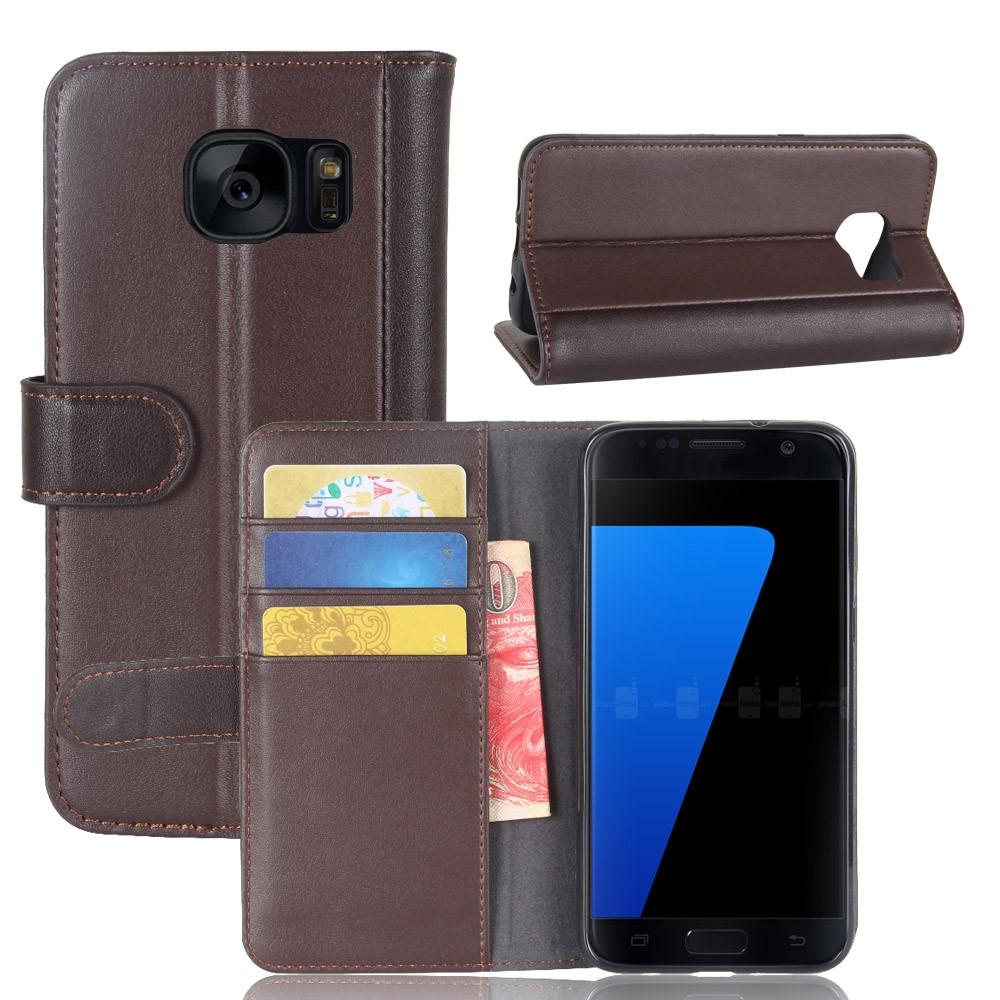 Étui en cuir veritable Samsung Galaxy S7, Marron