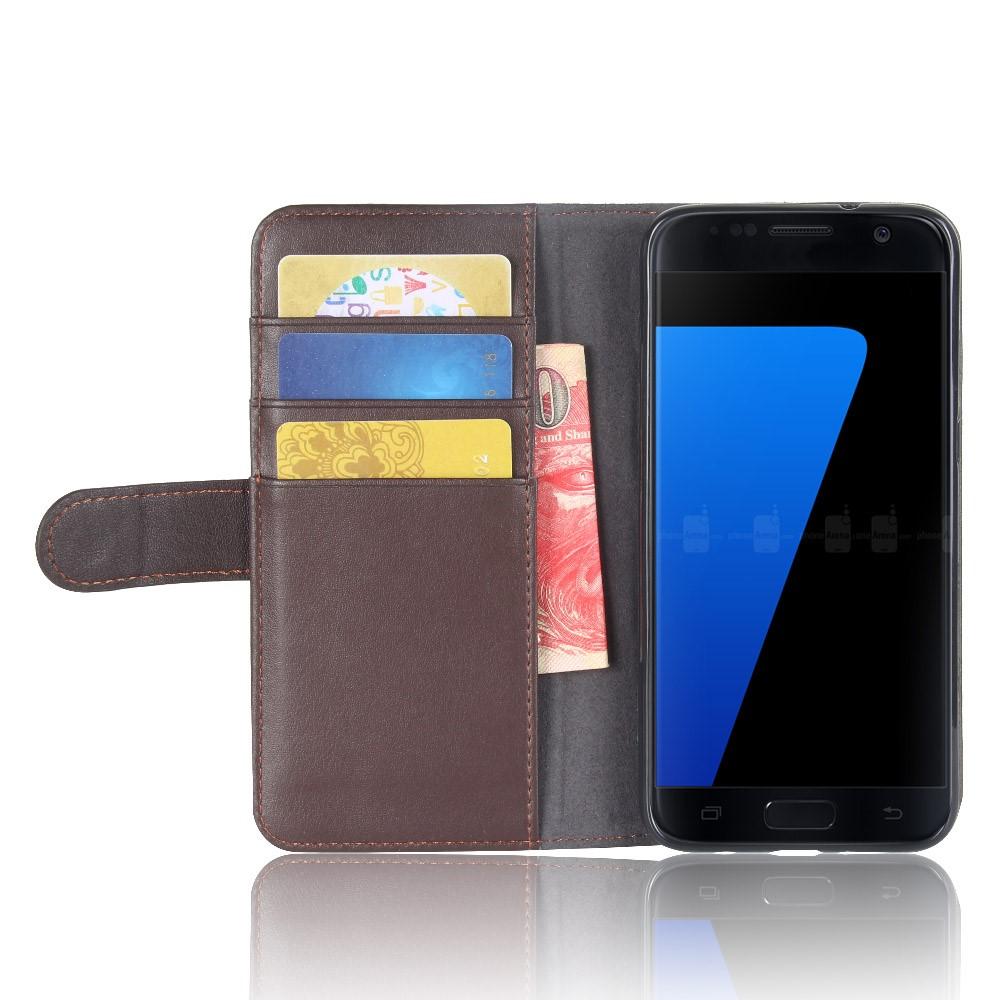 Étui en cuir veritable Samsung Galaxy S7, Marron