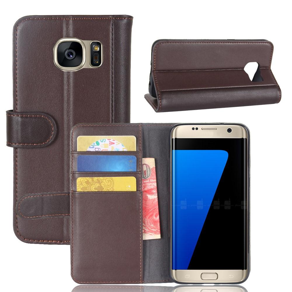 Étui en cuir veritable Samsung Galaxy S7 Edge, Marron