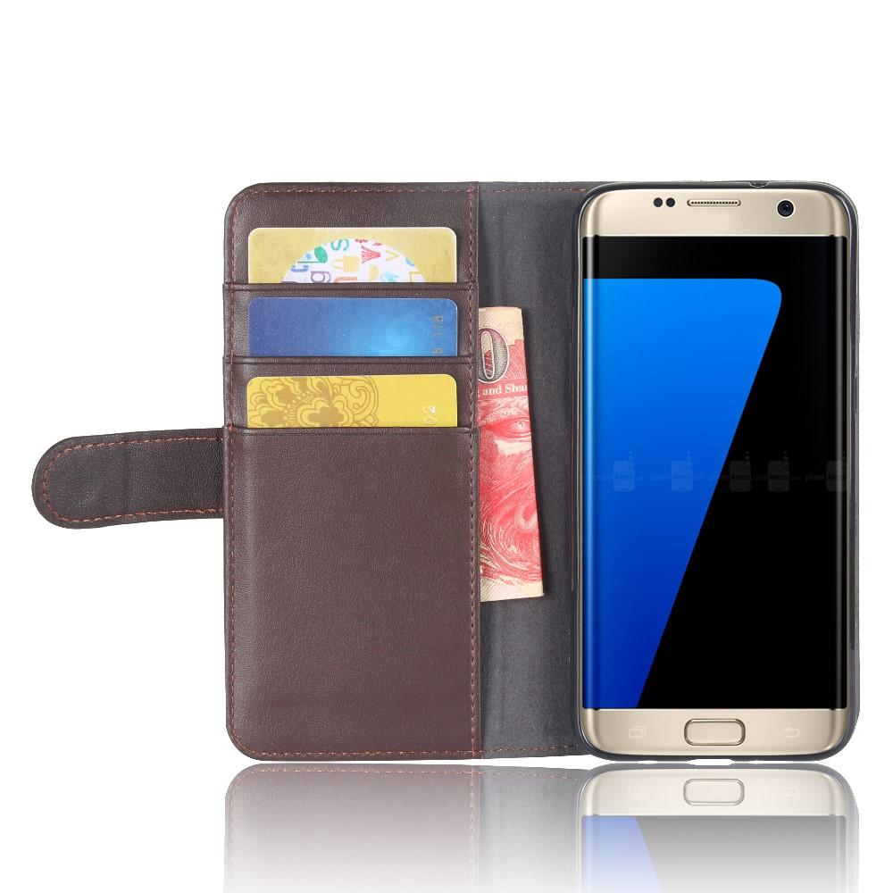 Étui en cuir veritable Samsung Galaxy S7 Edge, marron