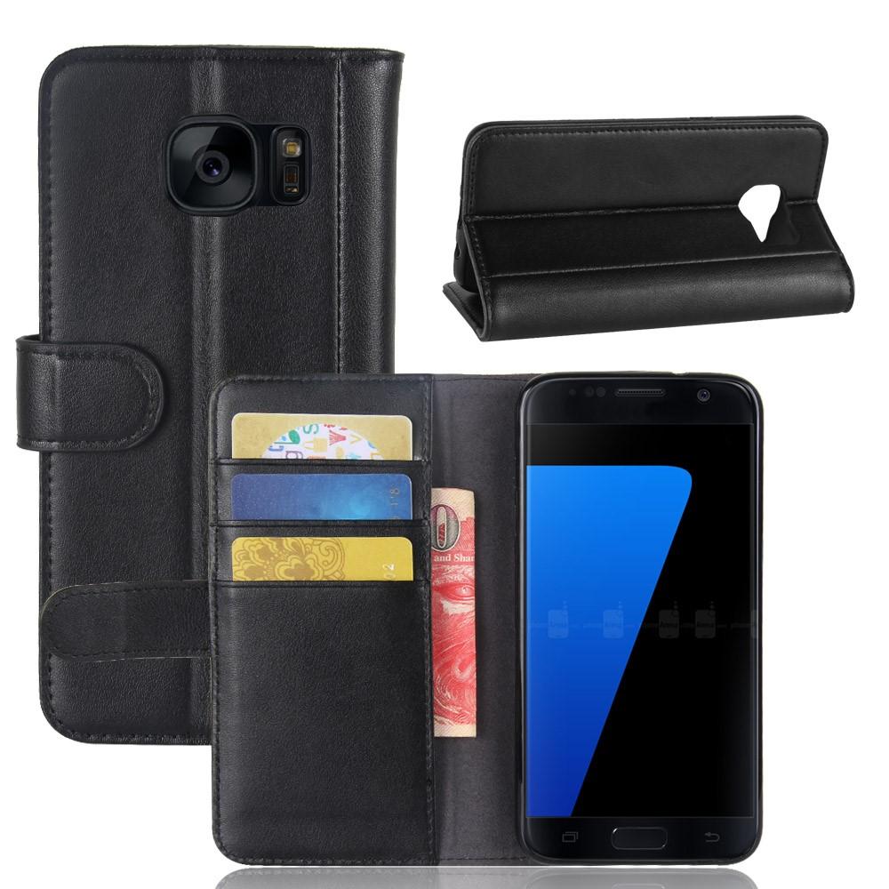 Étui en cuir veritable Samsung Galaxy S7, Noir