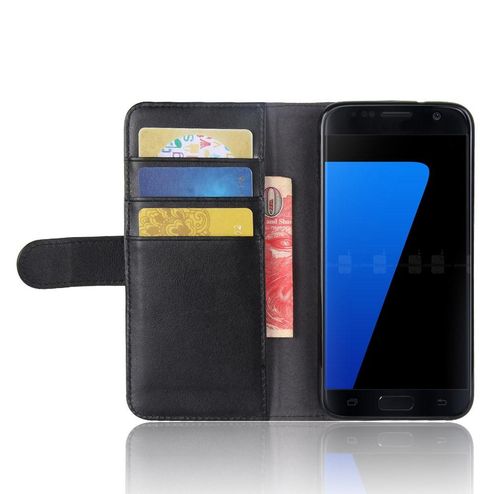 Étui en cuir veritable Samsung Galaxy S7, Noir
