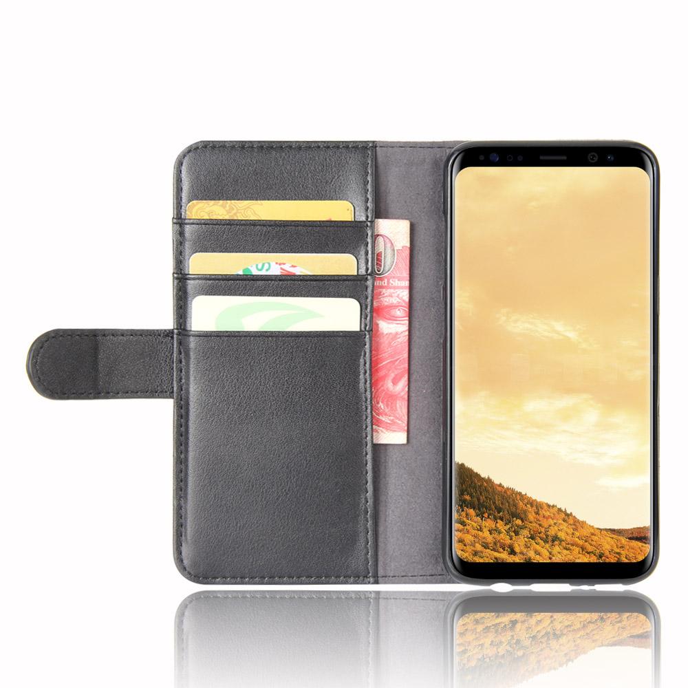 Étui en cuir veritable Samsung Galaxy S8, noir