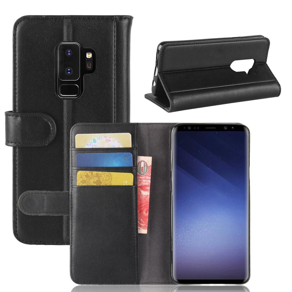 Étui en cuir veritable Samsung Galaxy S9 Plus, noir