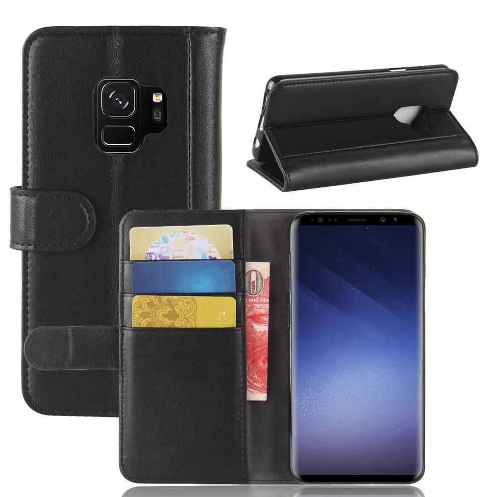 Étui en cuir veritable Samsung Galaxy S9, noir