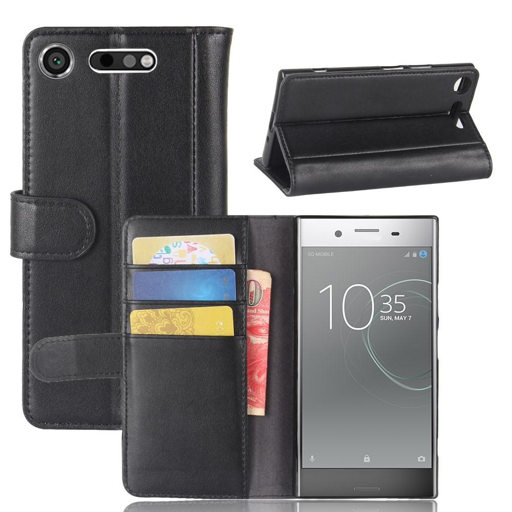 Étui en cuir veritable Sony Xperia XZ1, Noir