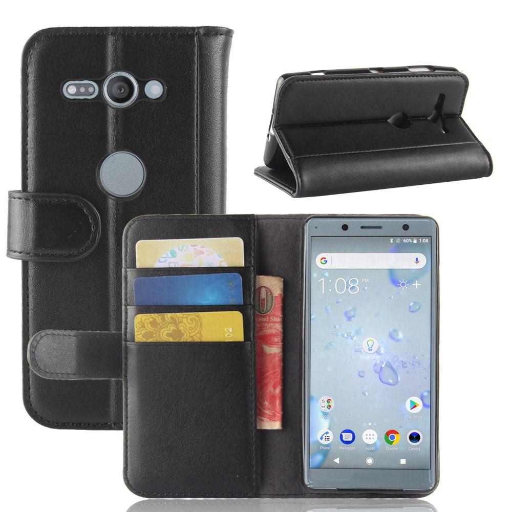 Étui en cuir veritable Sony Xperia XZ2 Compact, Noir