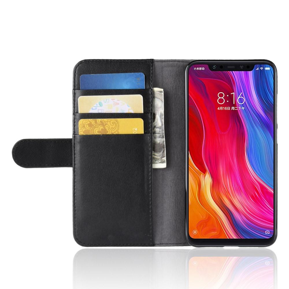 Étui en cuir veritable Xiaomi Mi 8, noir