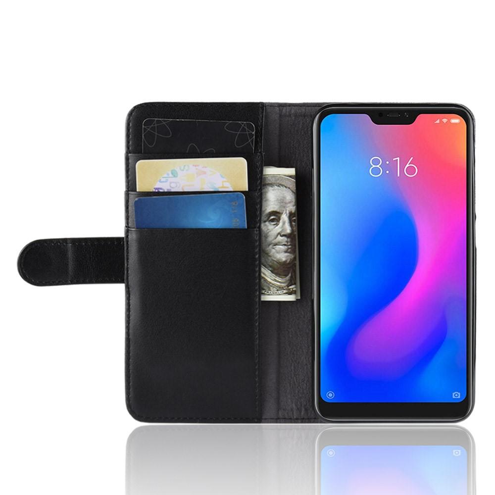 Étui en cuir veritable Xiaomi Mi A2 Lite, noir