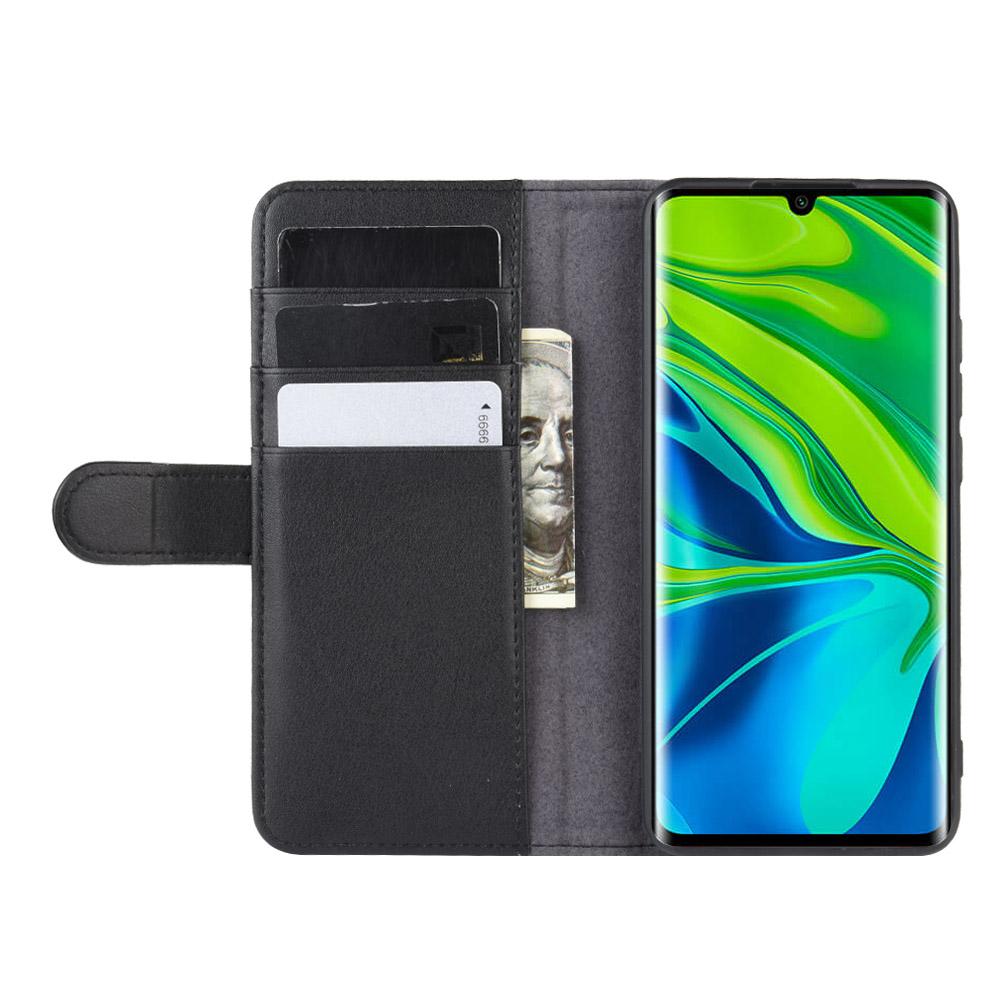 Étui en cuir veritable Xiaomi Mi Note 10/10 Pro, noir