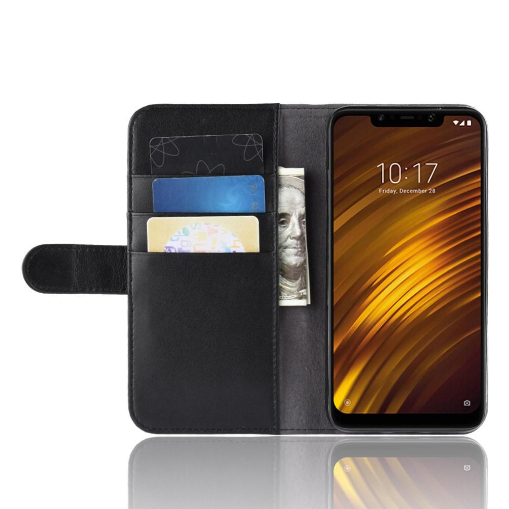 Étui en cuir veritable Xiaomi Pocophone F1, noir