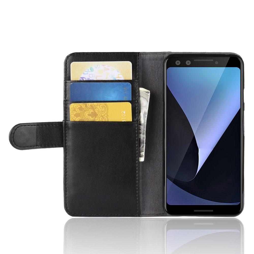 Étui en cuir veritable Google Pixel 3, Noir