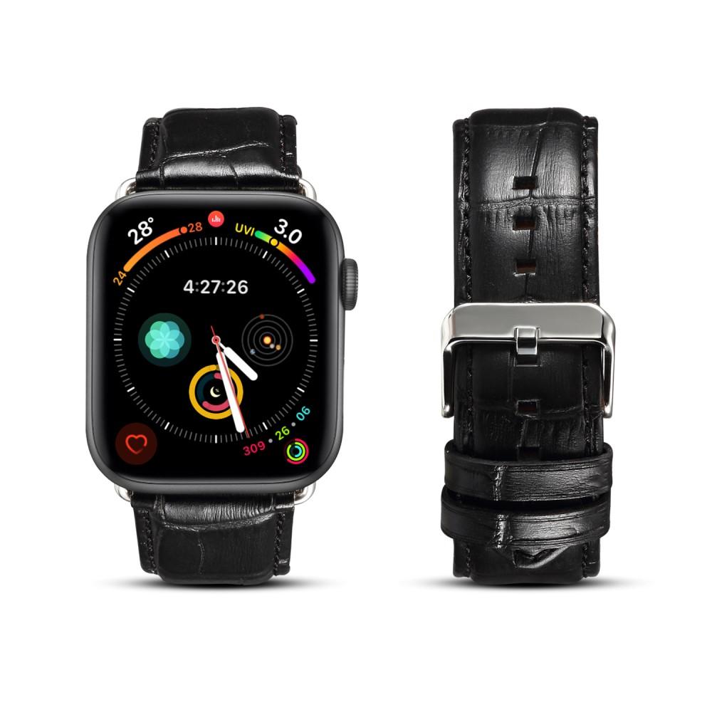 Croco Bracelet en cuir Apple Watch Ultra 2 49mm, noir