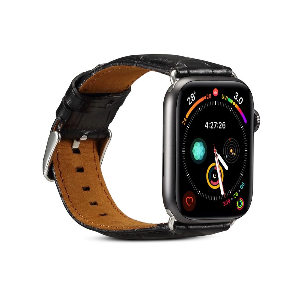 Croco Bracelet en cuir Apple Watch Ultra 2 49mm, noir