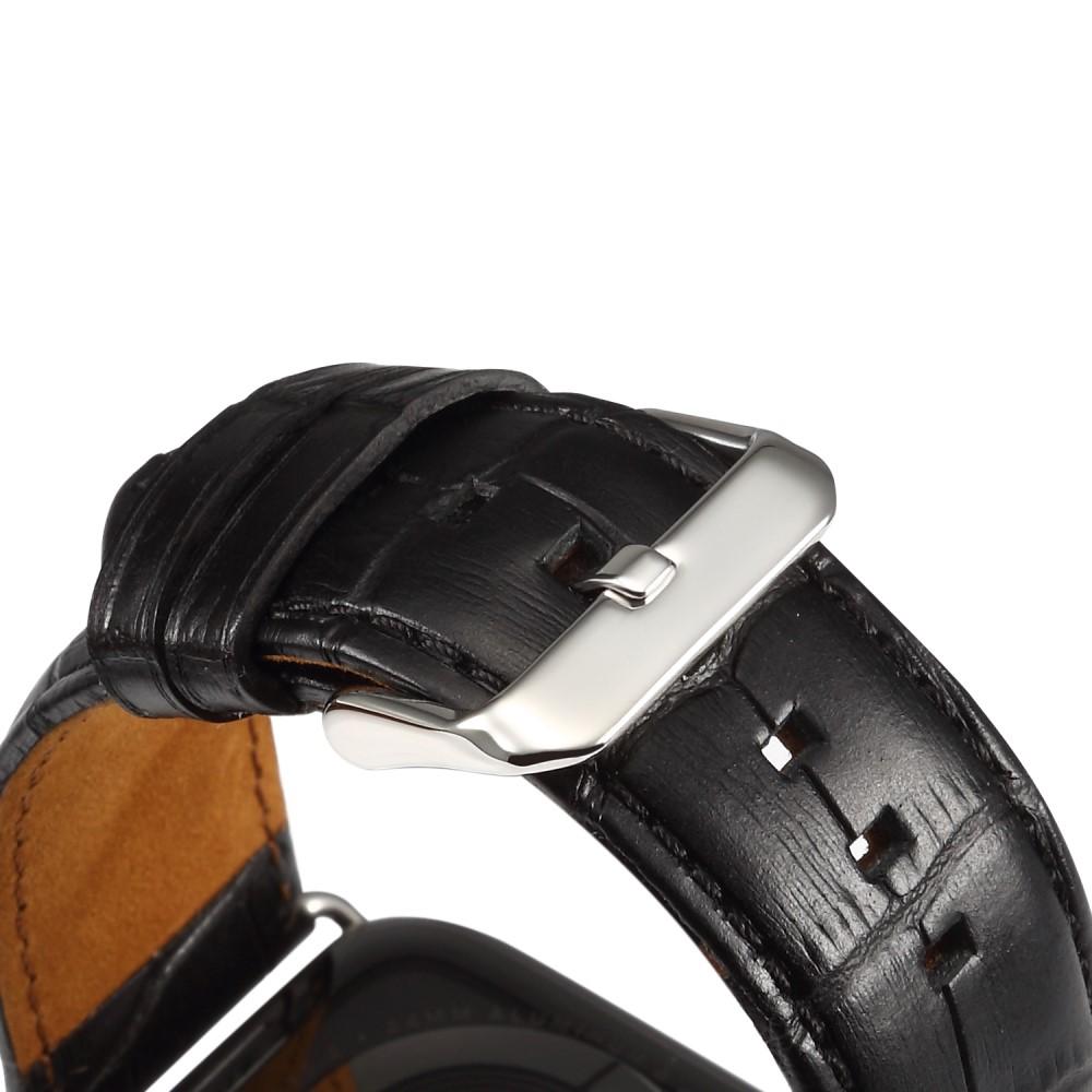 Croco Bracelet en cuir Apple Watch Series 10 46mm, noir