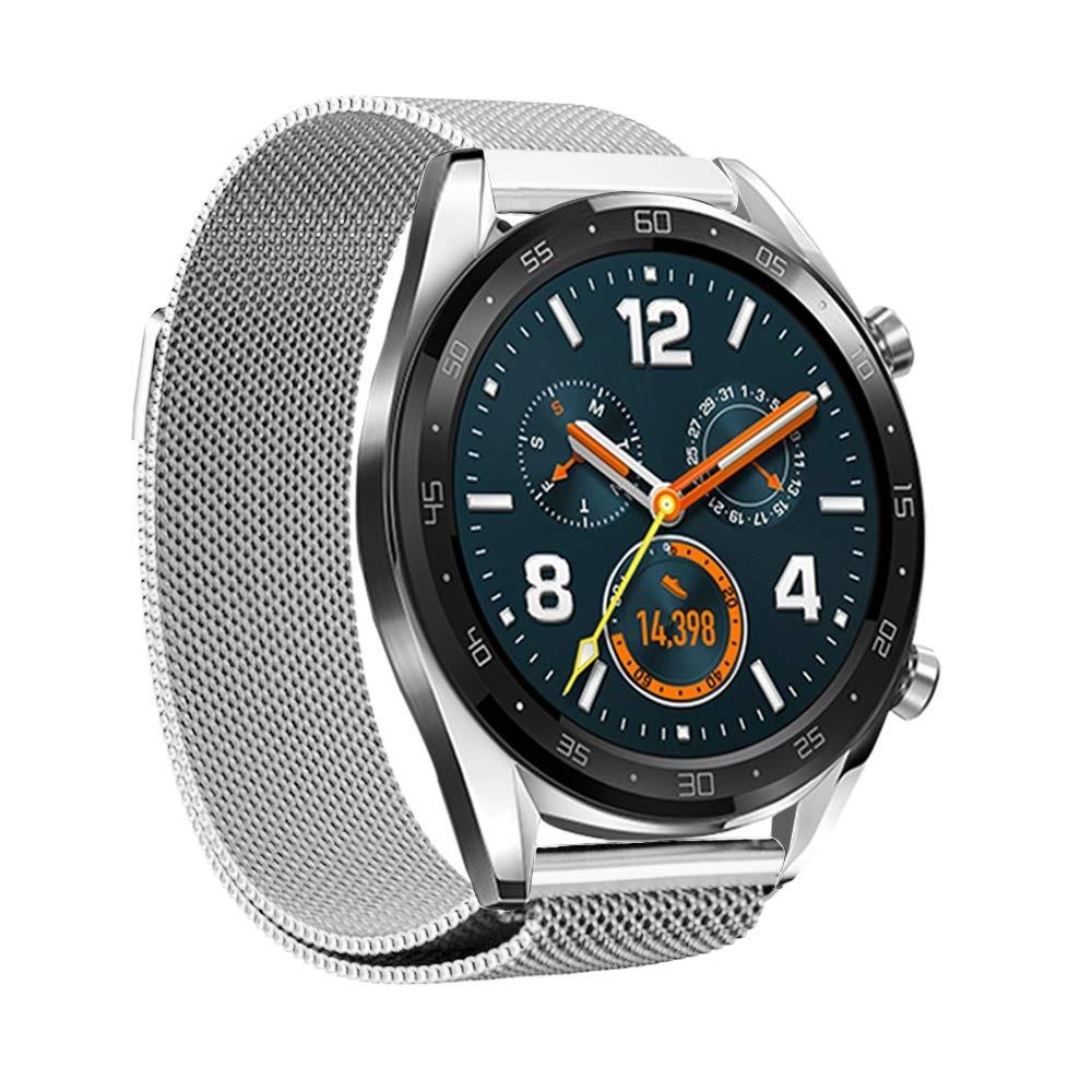 Bracelet milanais pour Huawei Watch GT 2 46mm/Watch GT 2e/Watch GT, Argent