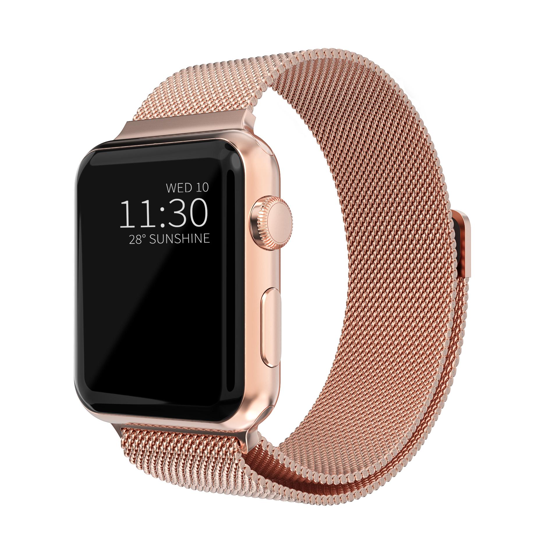 Bracelet milanais pour Apple Watch Series 9 41mm, Or rose