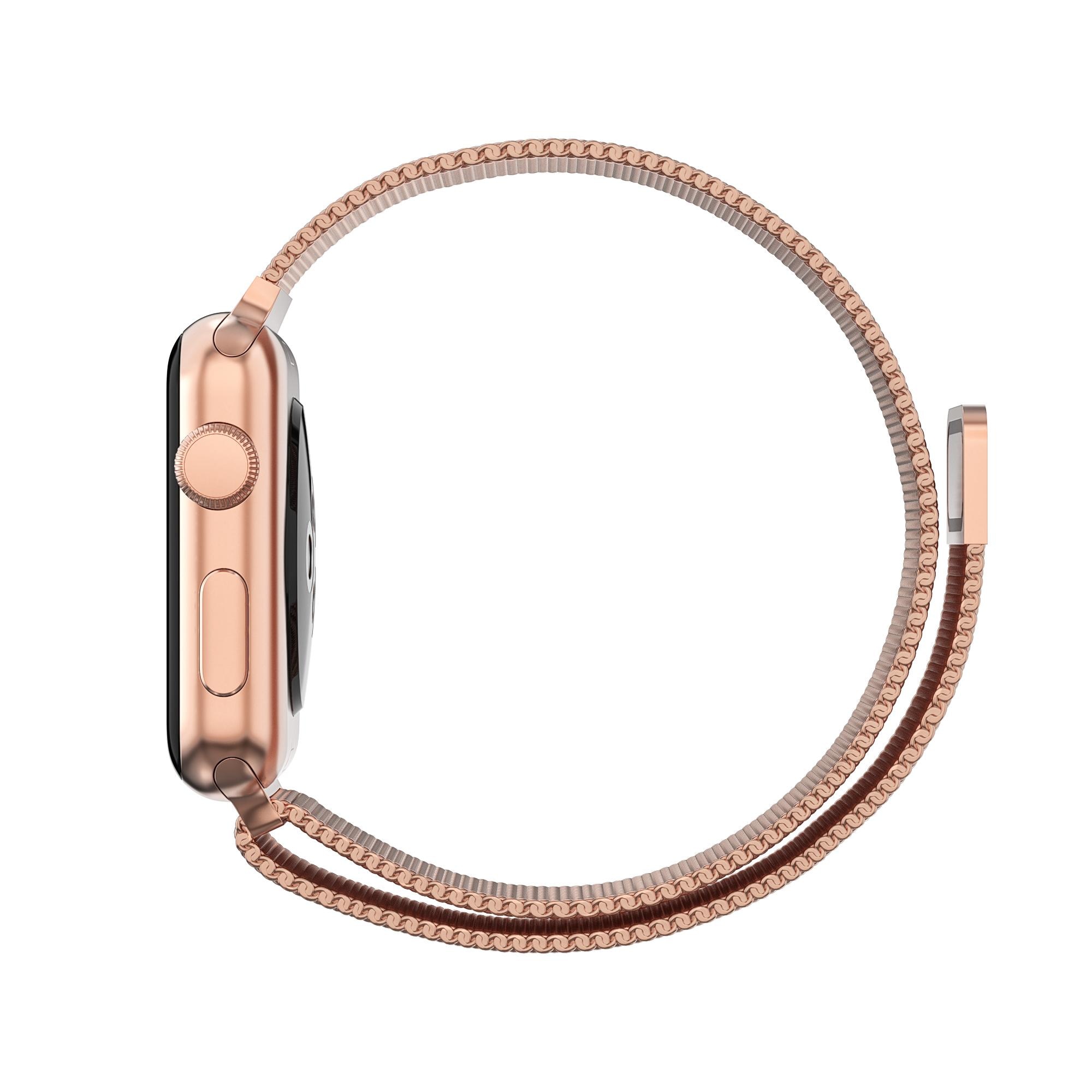 Bracelet milanais pour Apple Watch 45mm Series 8, or rose