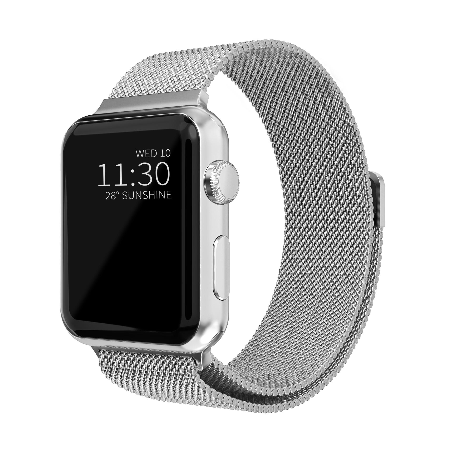 Bracelet milanais pour Apple Watch Series 8 45mm, Argent