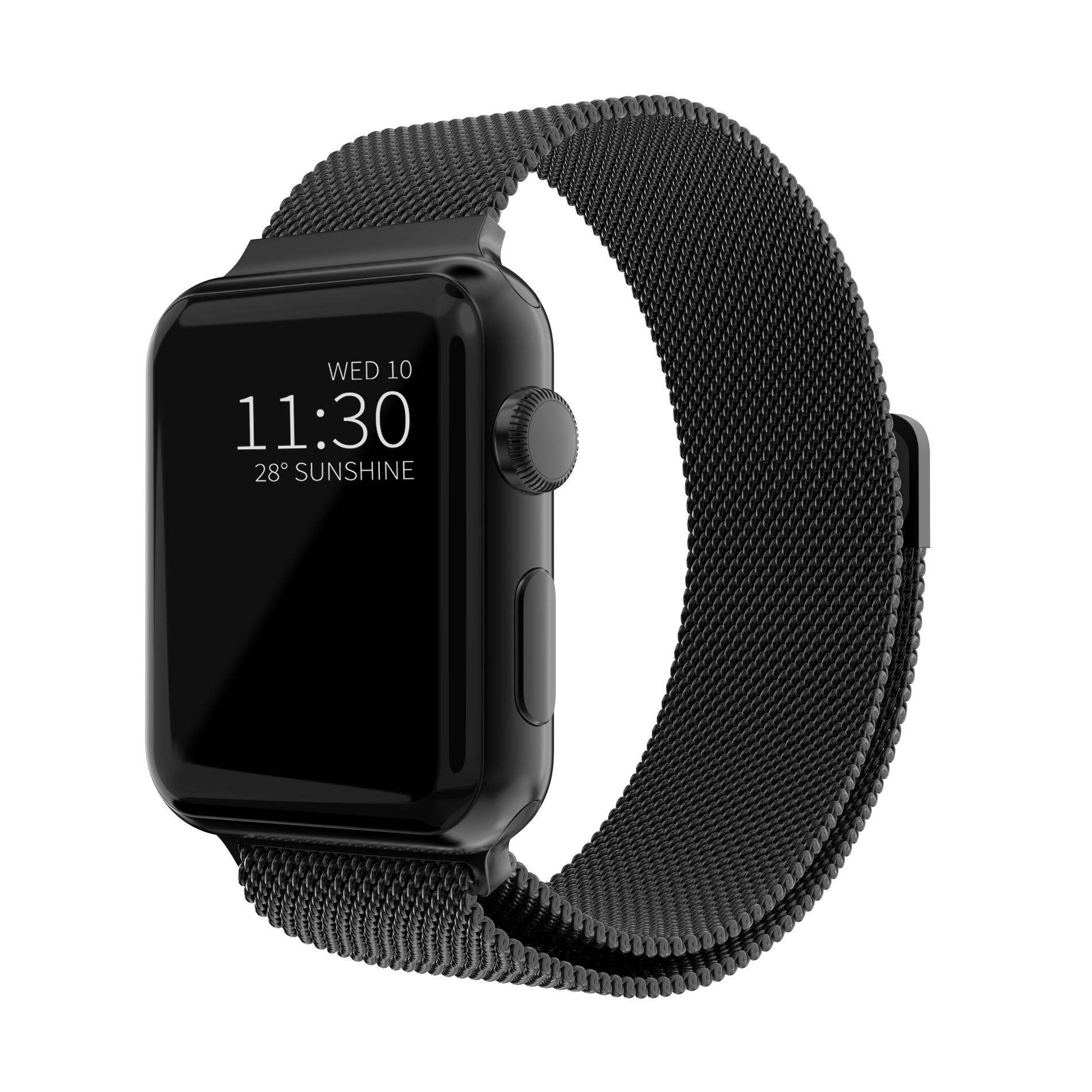 Bracelet milanais pour Apple Watch Series 8 45mm, Noir