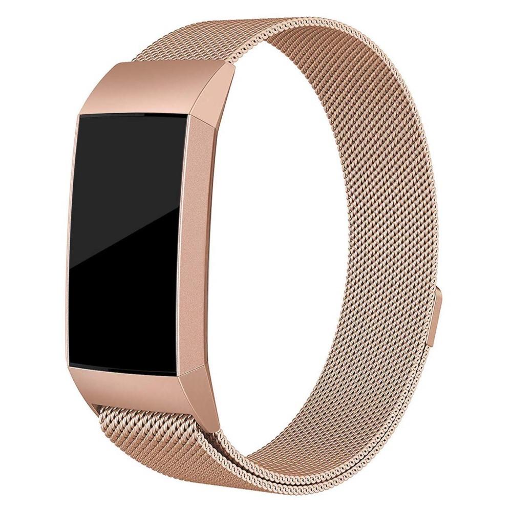 Bracelet milanais pour Fitbit Charge 3/Charge 4, Or rose