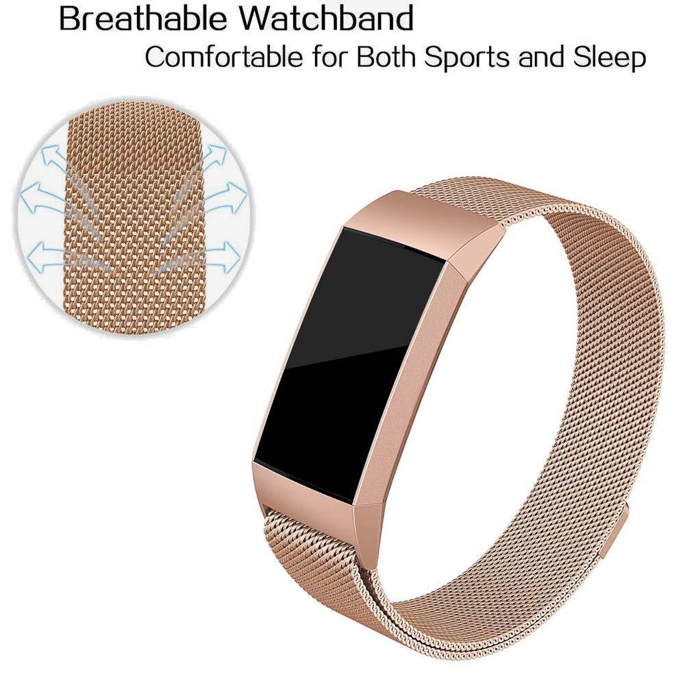 Bracelet milanais pour Fitbit Charge 3/Charge 4, Or rose