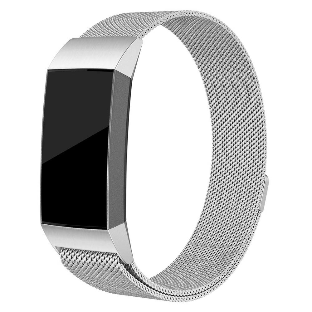 Bracelet milanais pour Fitbit Charge 3/Charge 4, Argent