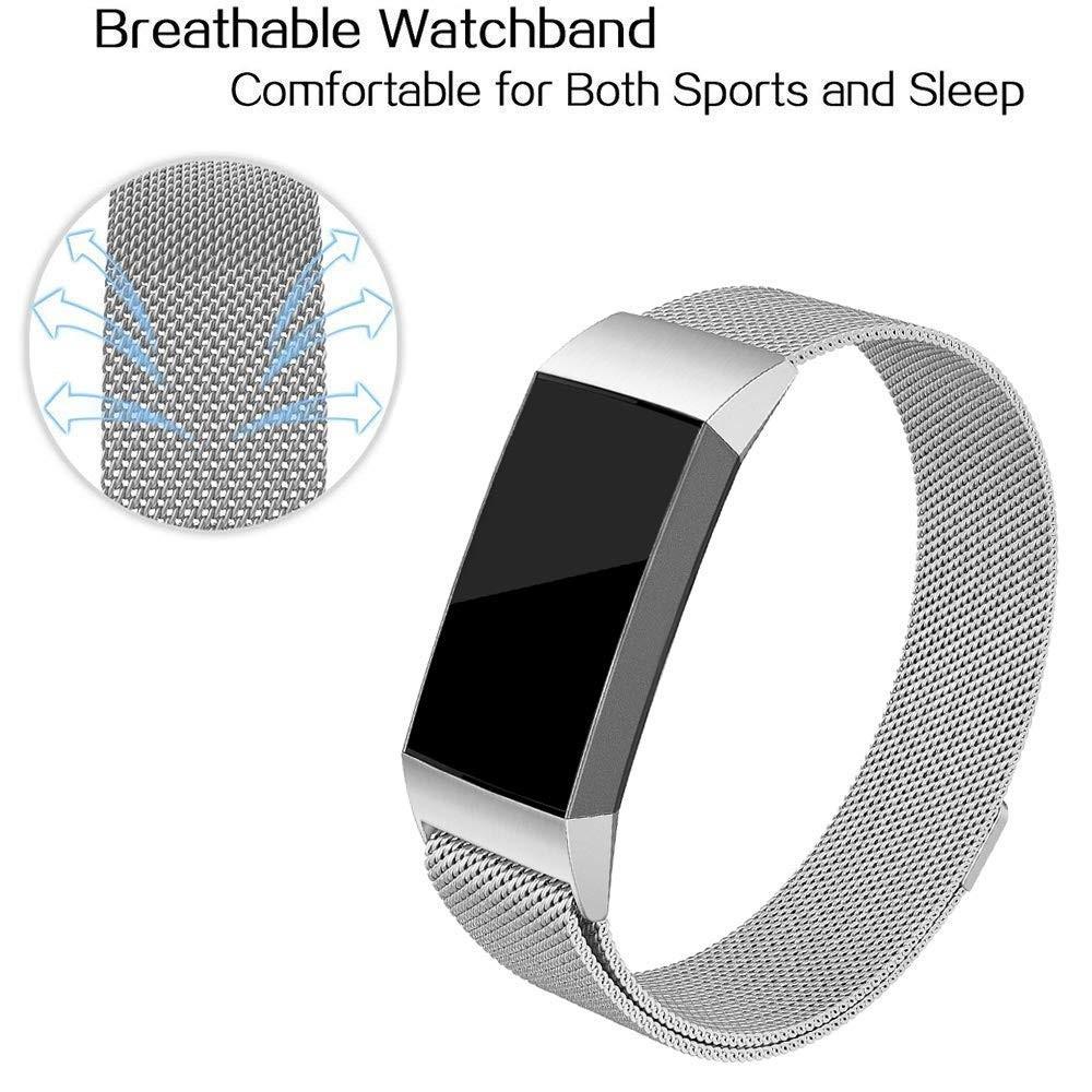Bracelet milanais pour Fitbit Charge 3/Charge 4, Argent