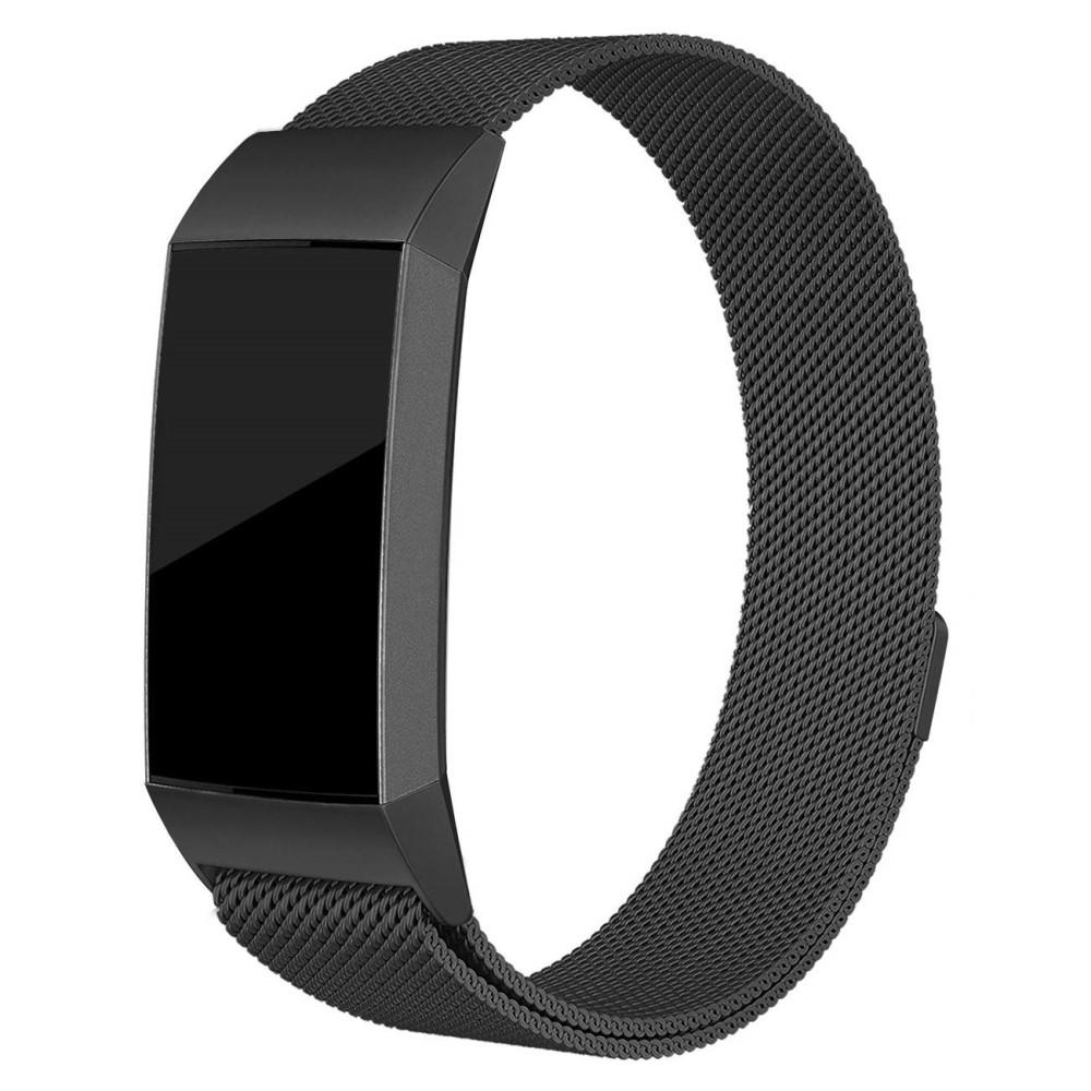 Bracelet milanais pour Fitbit Charge 3/Charge 4, Noir