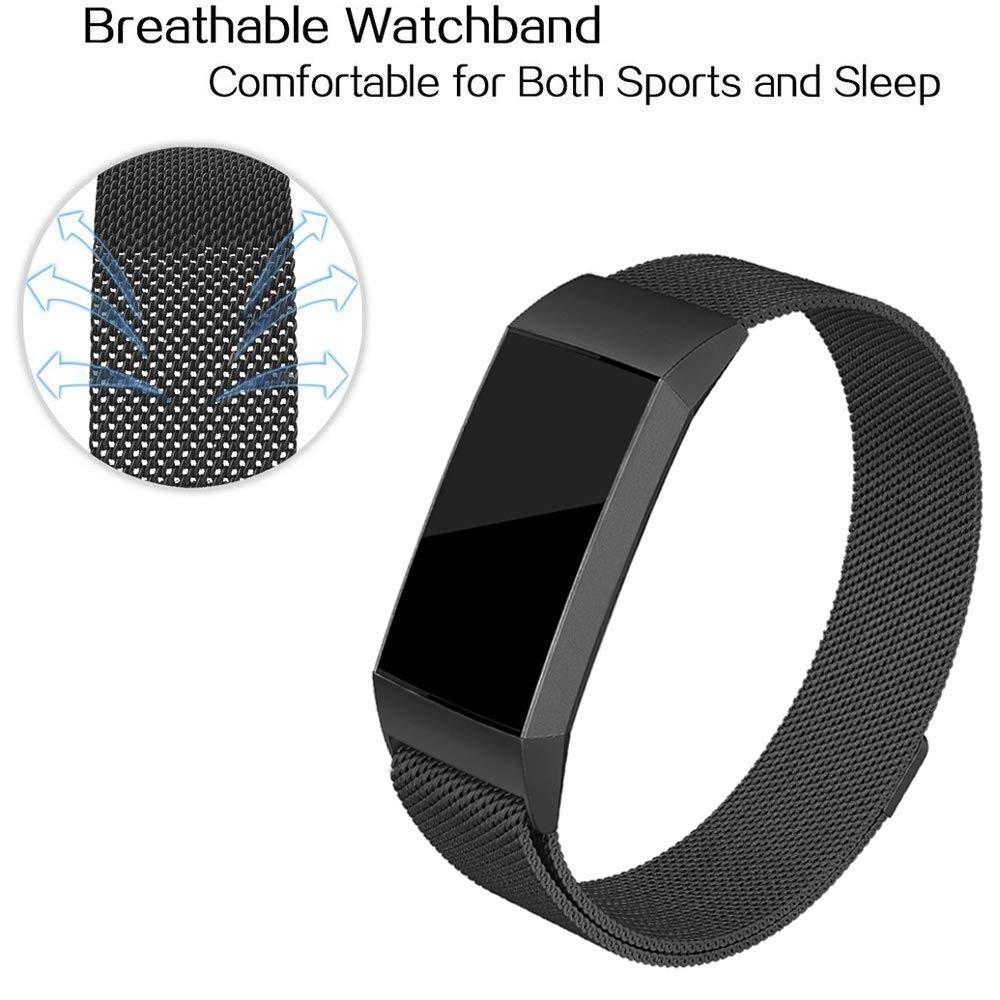 Bracelet milanais pour Fitbit Charge 3/4, noir