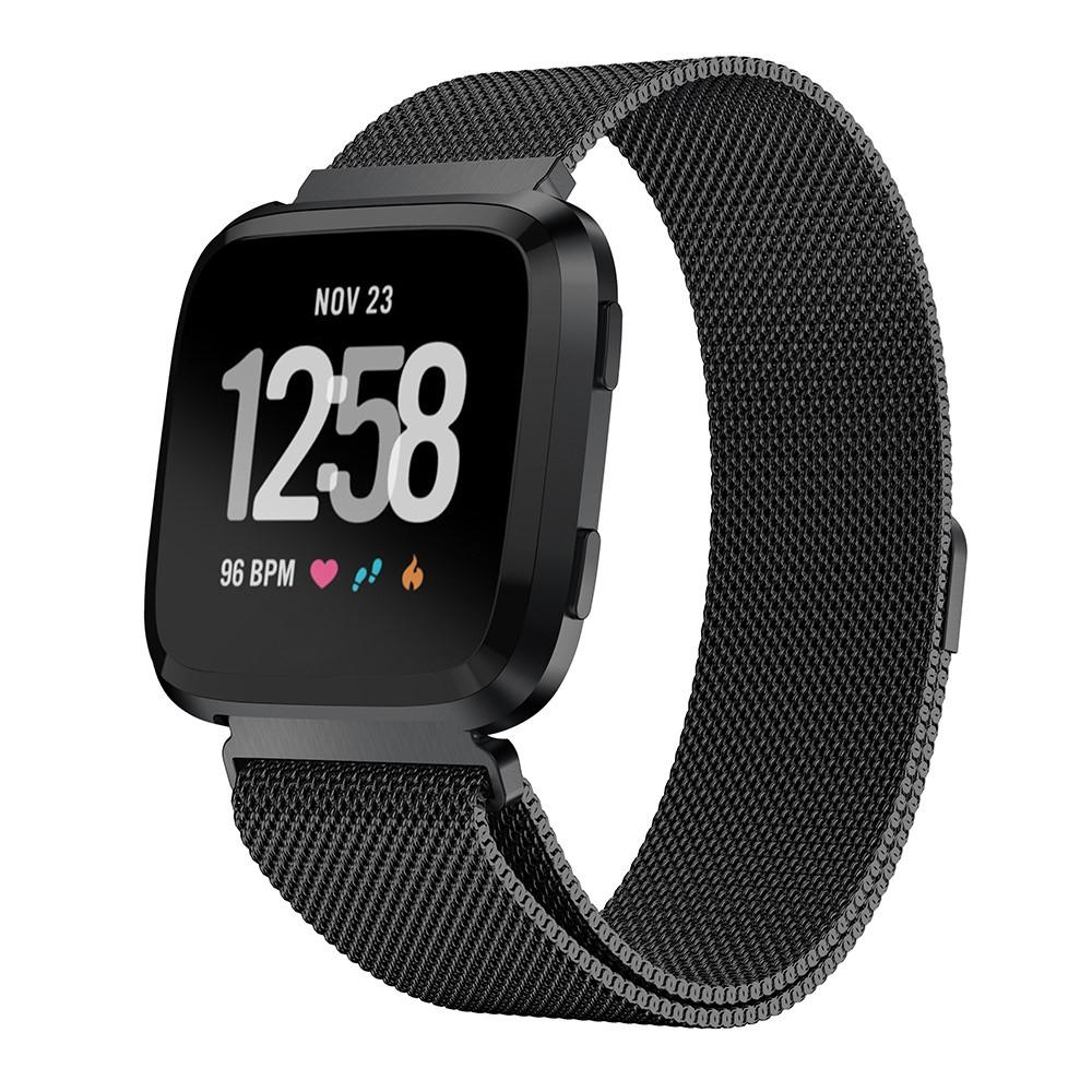 Bracelet milanais pour Fitbit Versa/Versa 2, Noir