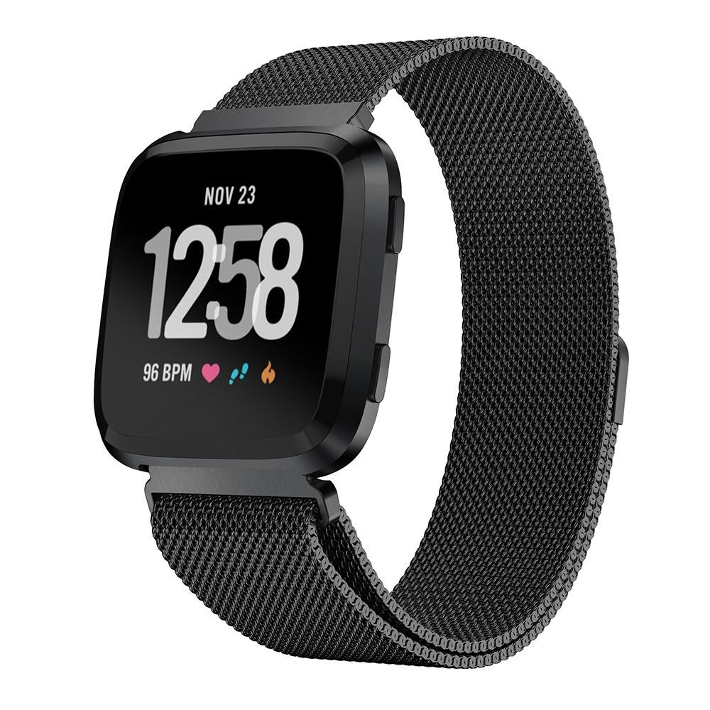 Bracelet milanais pour Fitbit Versa/Versa 2, noir