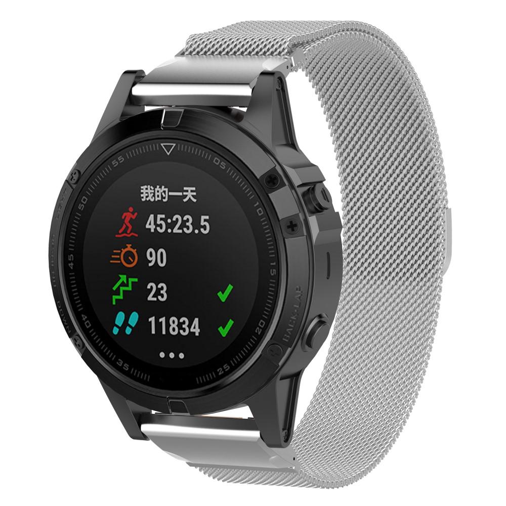Bracelet milanais pour Garmin Tactix 8 47mm, Argent