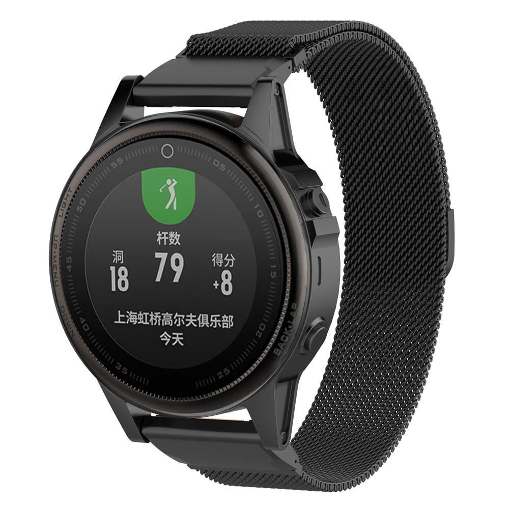 Bracelet milanais pour Garmin Approach S70 42mm, Noir