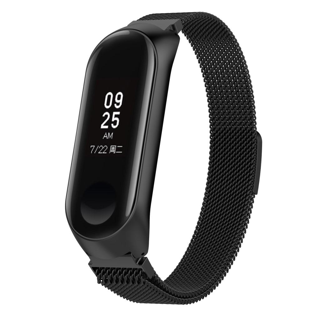 Bracelet milanais pour Xiaomi Mi Band 3/4, noir