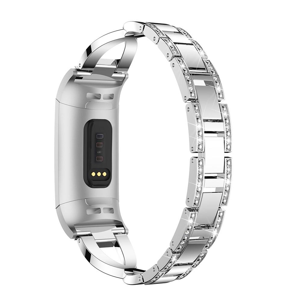 Bracelet Cristal Fitbit Charge 3/4 Argent
