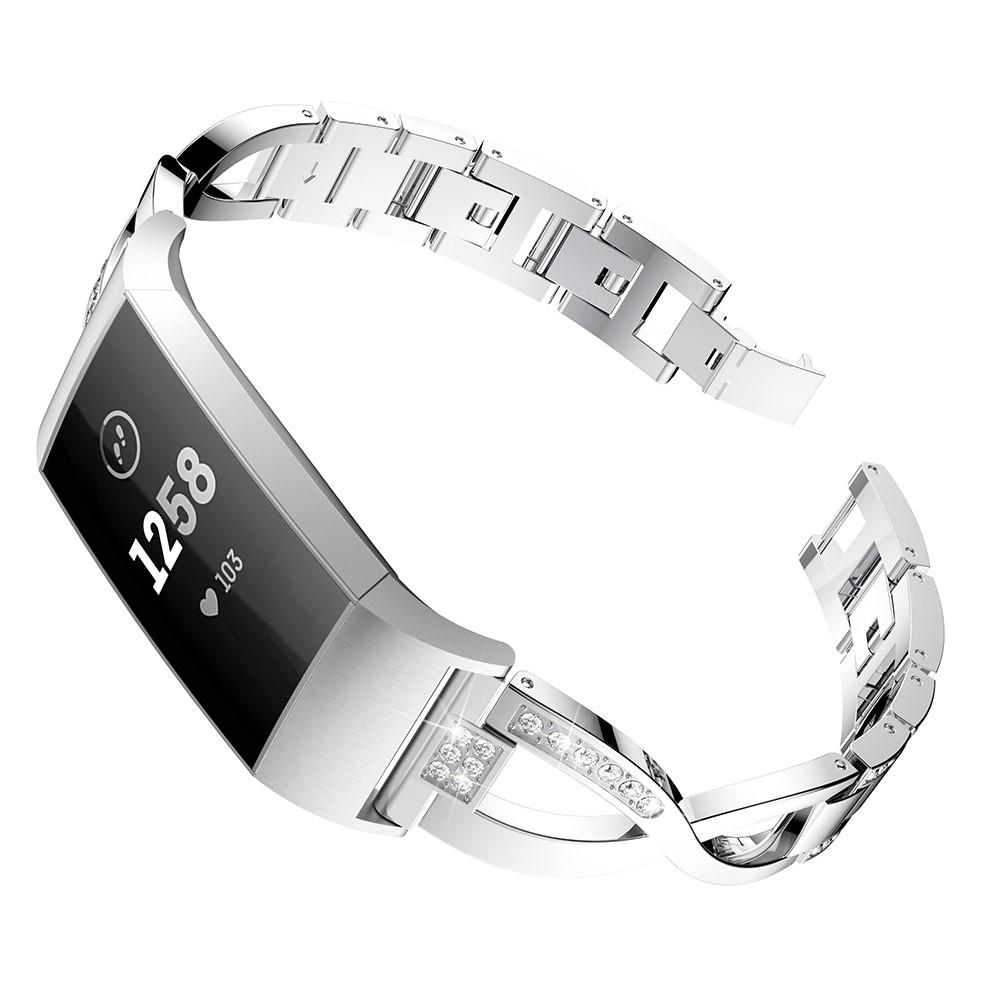 Bracelet Cristal Fitbit Charge 3/4 Argent