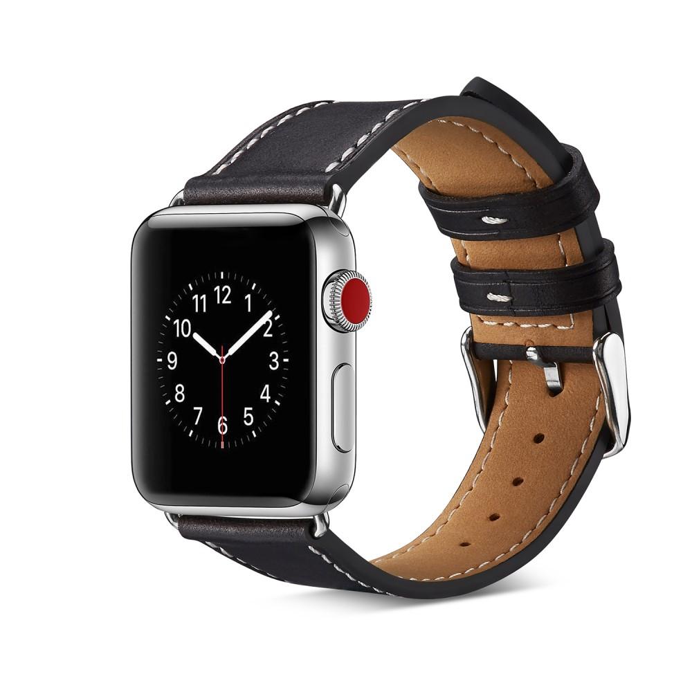 Bracelet en cuir Apple Watch 41mm Series 8, noir