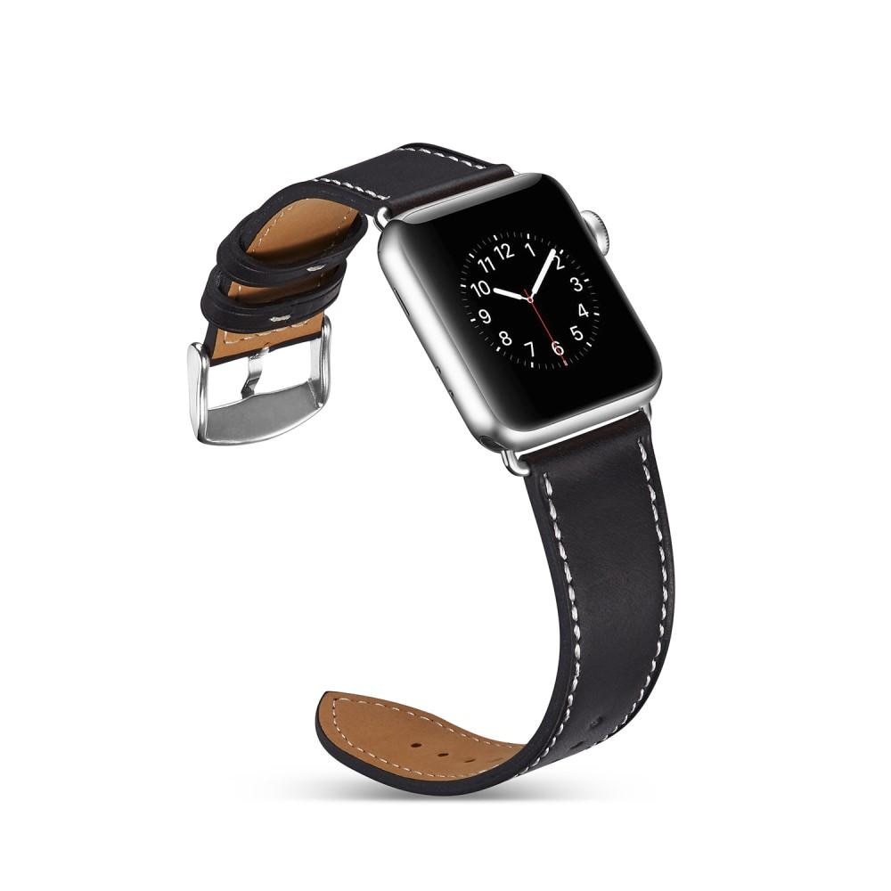 Bracelet en cuir Apple Watch Series 9 41mm, Noir