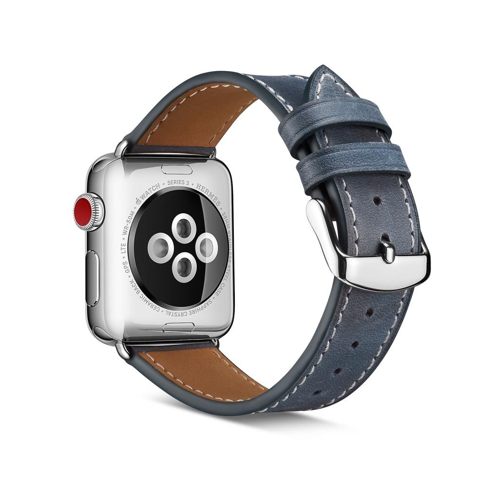 Bracelet en cuir Apple Watch Ultra 49mm, bleu