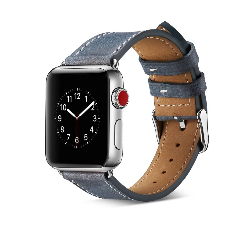 Bracelet en cuir Apple Watch Ultra 49mm, bleu