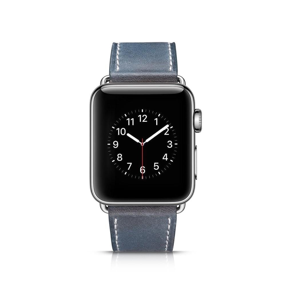 Bracelet en cuir Apple Watch 45mm Series 8 Bleu