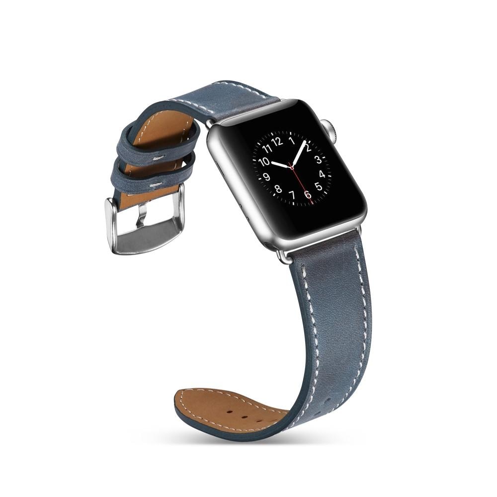 Bracelet en cuir Apple Watch 45mm Series 8 Bleu