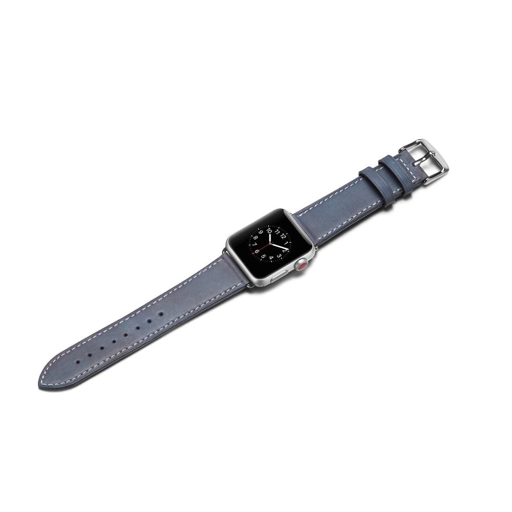 Bracelet en cuir Apple Watch 45mm Series 8 Bleu