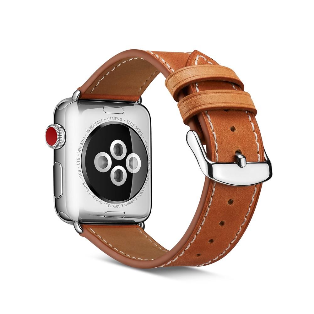 Bracelet en cuir Apple Watch Series 8 45mm, Marron