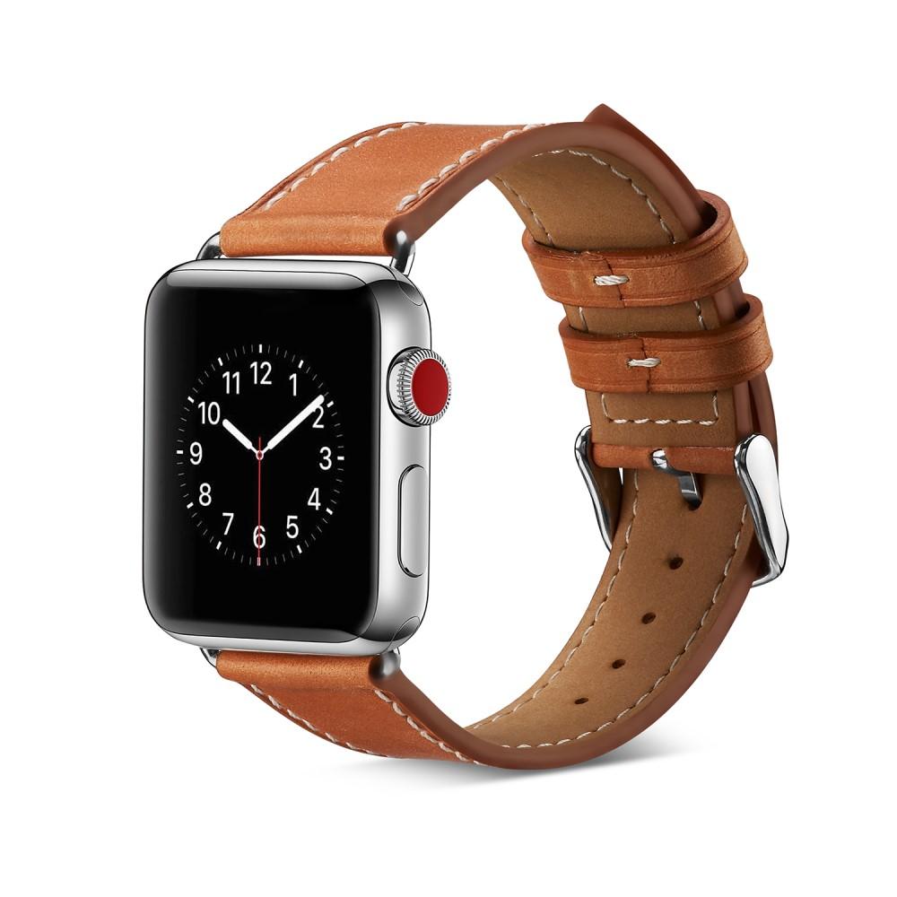 Bracelet en cuir Apple Watch Series 8 45mm, Marron