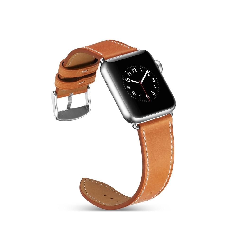 Bracelet en cuir Apple Watch Series 8 45mm, Marron