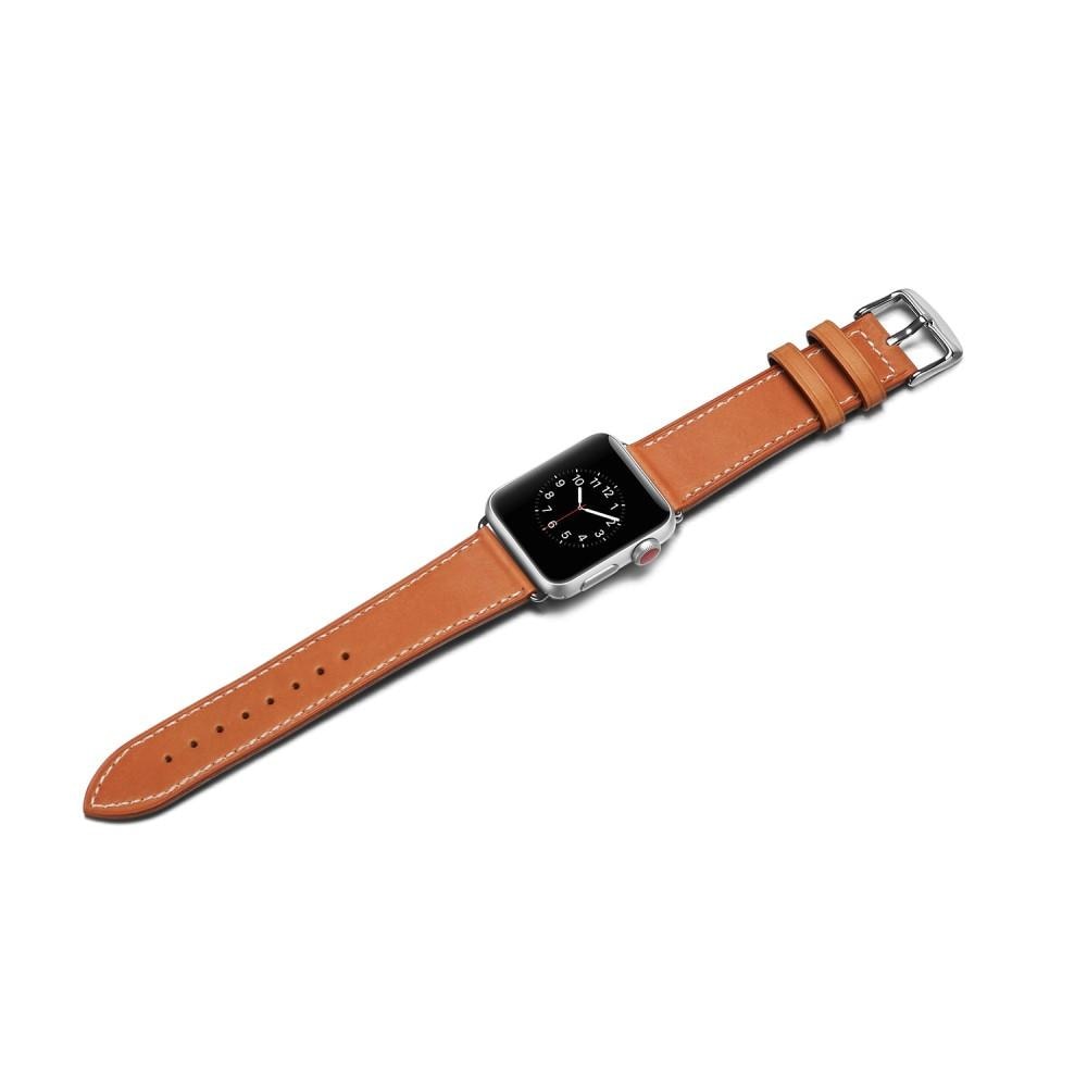 Bracelet en cuir Apple Watch Series 8 45mm, Marron