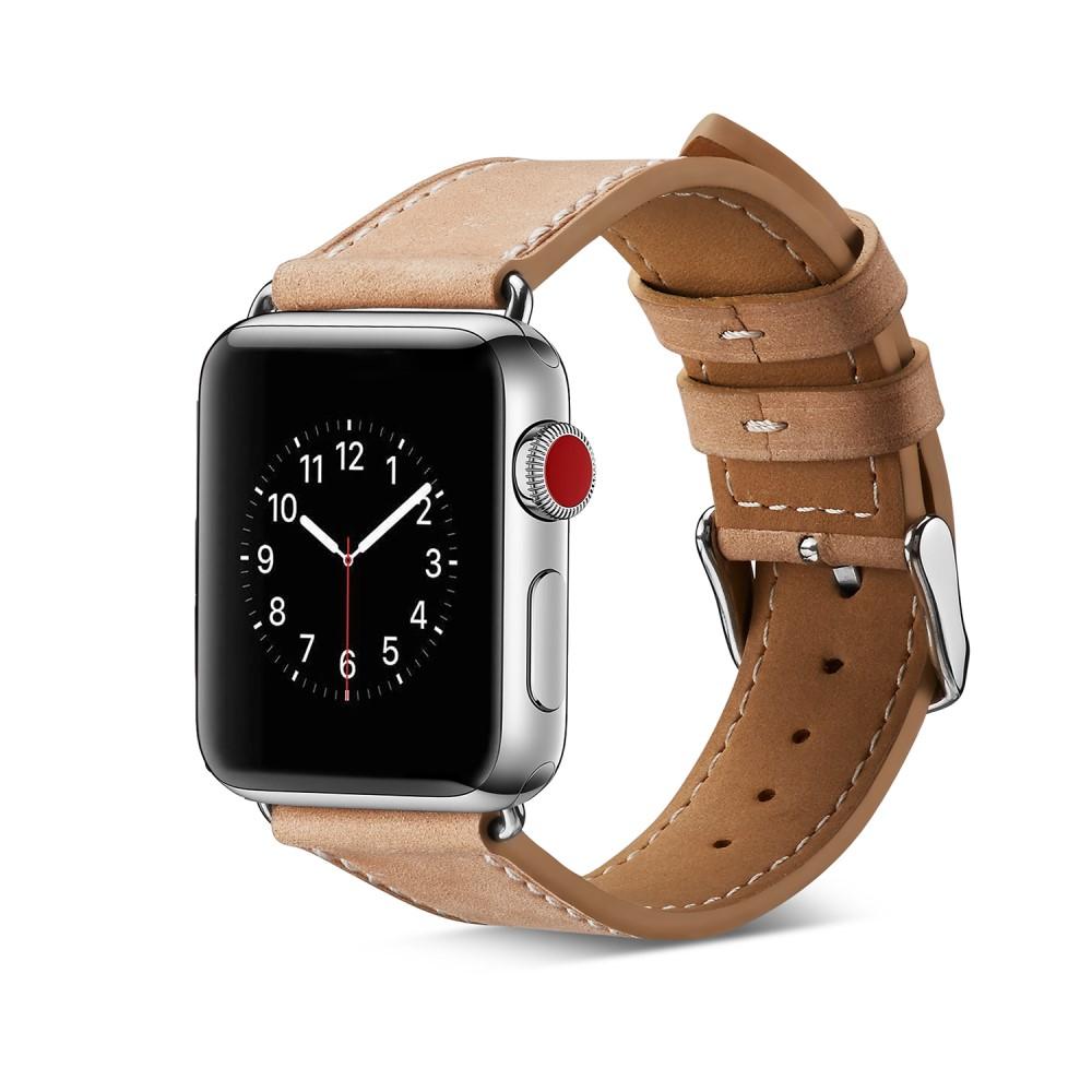 Bracelet en cuir Apple Watch Series 8 45mm, Beige