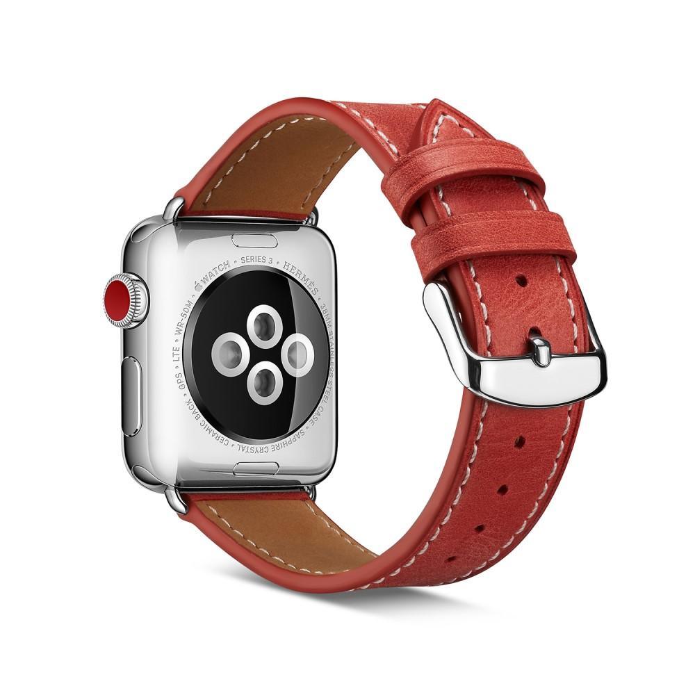 Bracelet en cuir Apple Watch 45mm Series 7, rouge